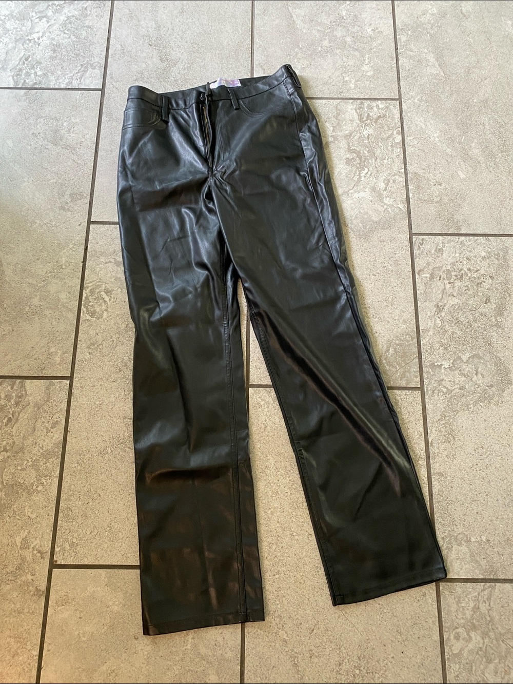 No Boundaries Black Faux Leather Pants - Straight Leg